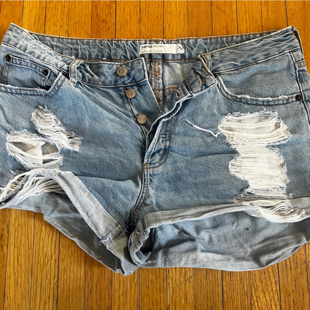 Garage Light Blue Distressed Jean Shorts